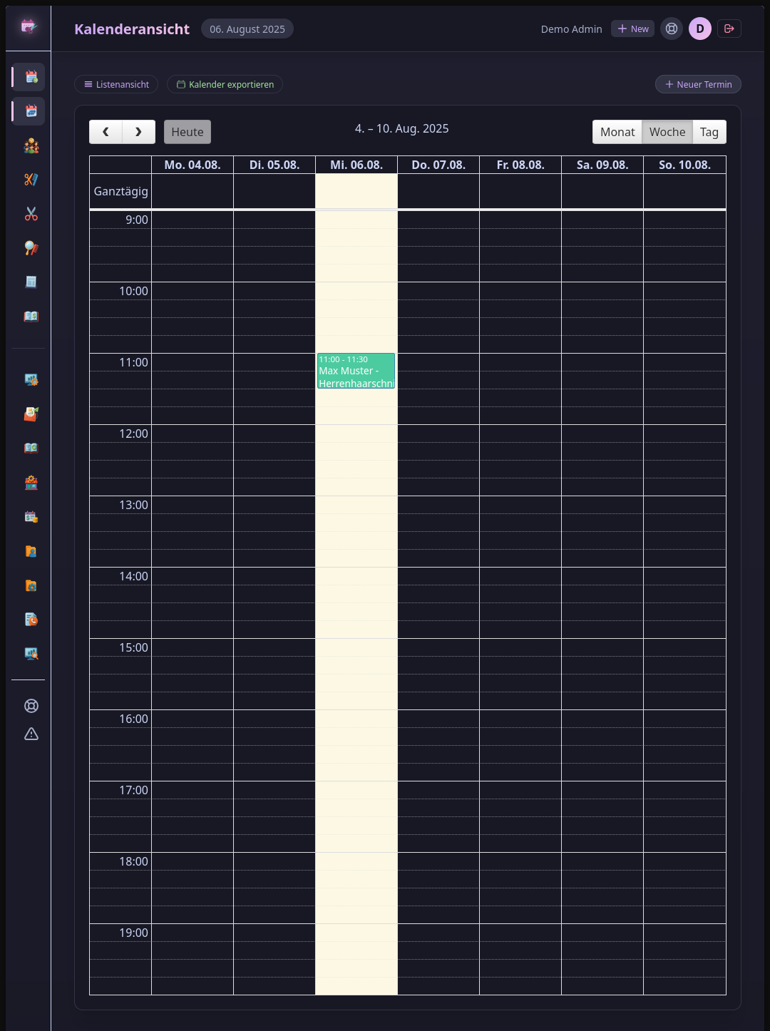 SnipScheduler Kalender-Ansicht